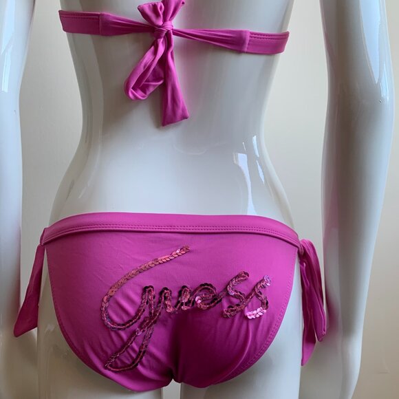 Guess pink sequin logo bottom charm halter bikini - Picture 8 of 9